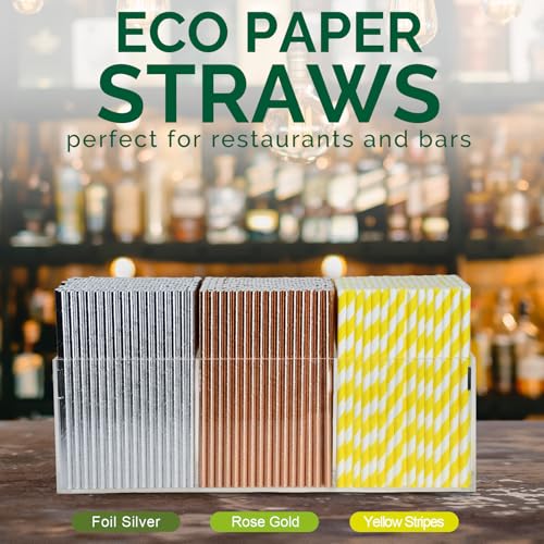 5.75 inch Short Yellow Paper Drinking Straws for Cocktail (500 Count)