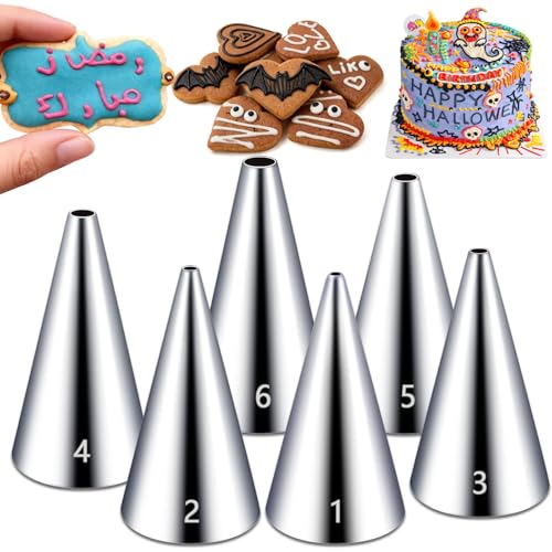 6 Pieces Round Stainless Steel Piping Tips Set (6 Count)