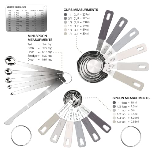 22 Piece Stainless Steel Measuring Cups and Spoons Set