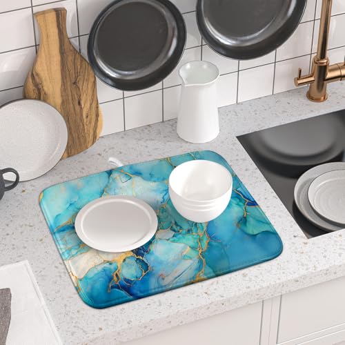 Marble Print Dish Drying Mat for Kitchen Counter