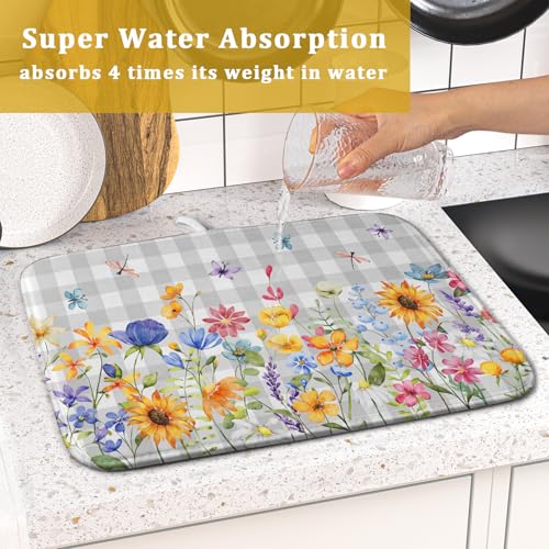 Spring Floral Dish Drying Mat