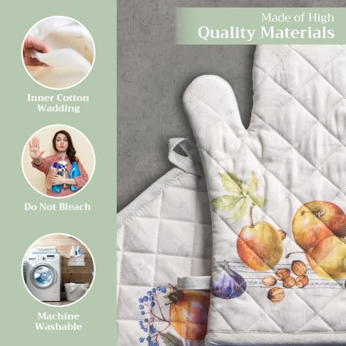 100% Cotton Oven Mitt & Pot Holder Set
