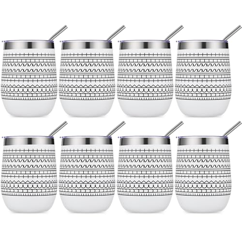8 Pcs 12 oz Funny Message Coffee Mug Birthday White Elephant Gifts Stainless Steel Insulated Tumblers Wine Cup Gag Gift for for Employee Appreciation Coworkers Friends Father (8 Count)