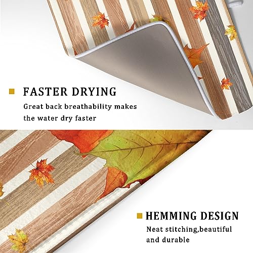 Autumn Golden Maple Leaf Dish Drying Mat for Kitchen Counter