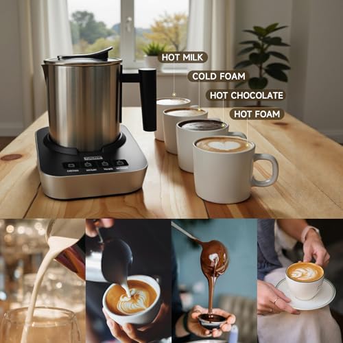 4-in-1 Electric Milk Frother and Steamer with Auto Shut-Off