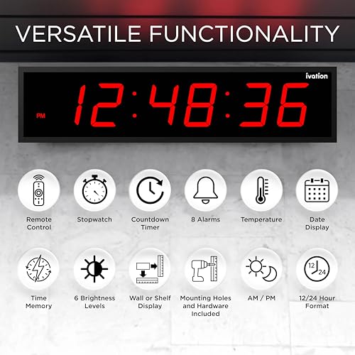Oversized Digital Wall Clock with Large LED Display & Timer