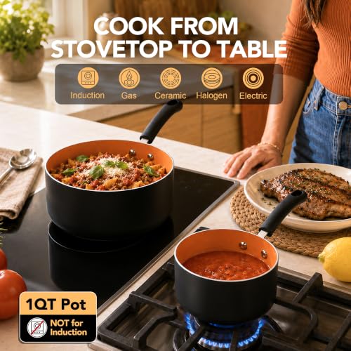Nonstick Saucepan Set with Lids & Steamer