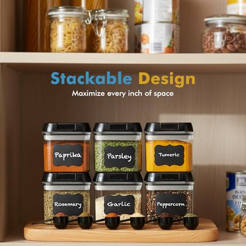6PC (0.5L, 2.1 Cup, 17oz) Airtight Food Storage Containers + 6 Spoons (6 Count)