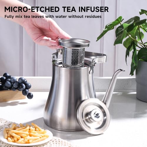 68OZ 2000ML Stainless Steel Teapot with Removable Infuser