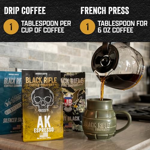 Black Rifle Coffee Medium Roast Ground Coffee AK Espresso 12 oz (12 Ounce)