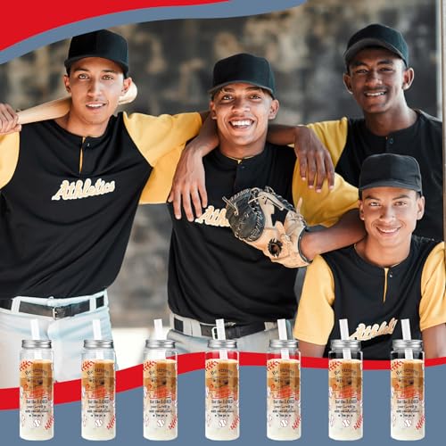12 Pcs Christian Baseball Cups with Straws Lids Sports Team Gift (12 Count)