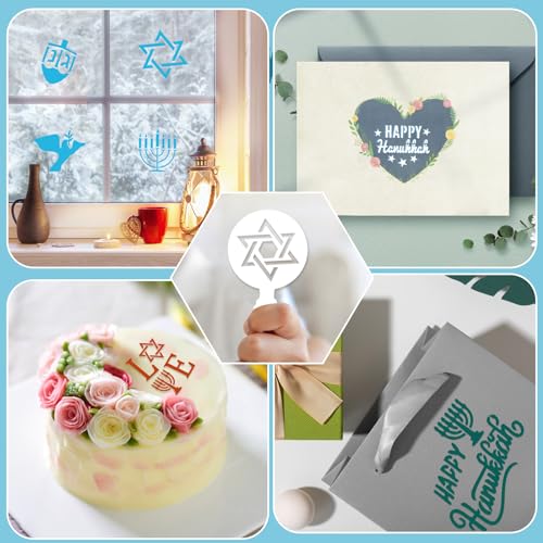 36Pcs Hanukkah Cookie Stencils Reusable Dreidel Menorah for DIY Baking