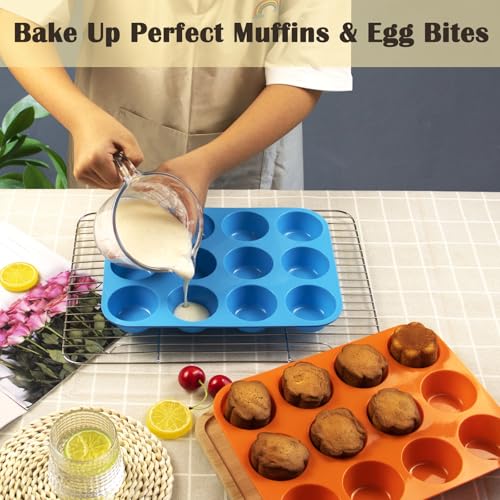 12 Cups Silicone Mini Muffin Pan Set (2 Count)