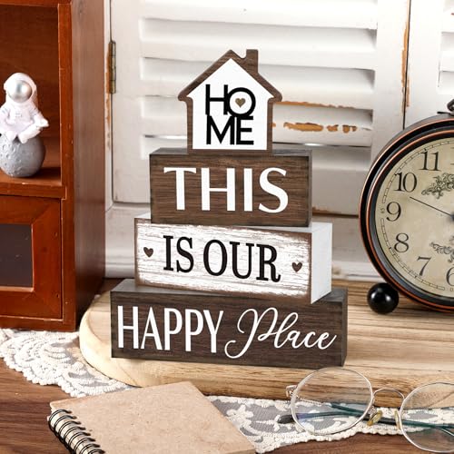 4 Pcs Farmhouse Table Decoration Rustic Sign Block (4 Count)
