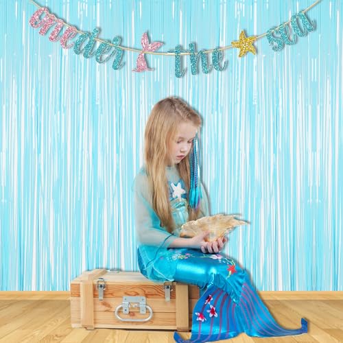 Pastel Blue Fringe Curtains Party Streamers Backdrop (2 Count)