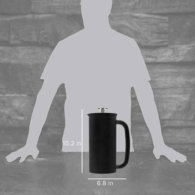 ESPRO P7 French Press Stainless Steel 304 – Patented Double Walled Micro-Filter Insulated French Press Coffee Maker, Grit-Free Brew - Heat Resistant BPA Free Coffee Maker - Matte Black (32oz)