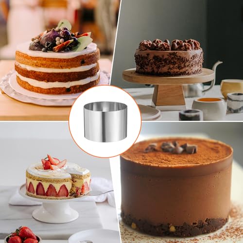 Round Cake Ring 4 x 2.75 Inch Seamless Stainless Steel Pastry Mousse Dessert Ring Mirror Coating for Baking Cooking Making Tool