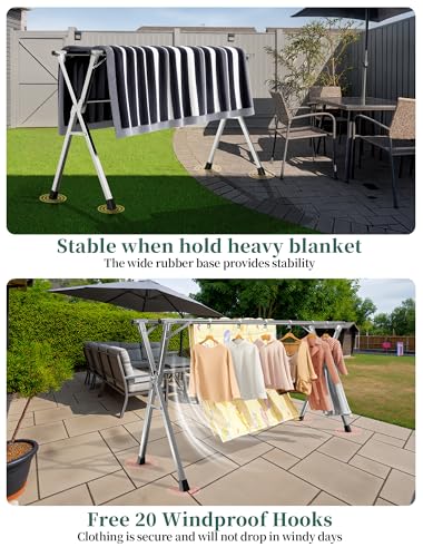 Folding Stainless Steel Laundry Drying Rack 79 Inches