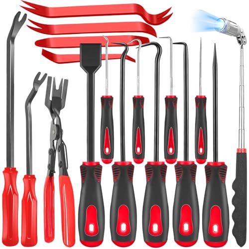 17Pcs Mechanic Hook and Pick Tool Set & Car Trim Removal Kit (17 Count)
