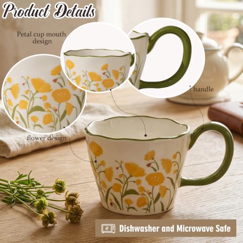 Cute Floral Coffee Mug Set of 4