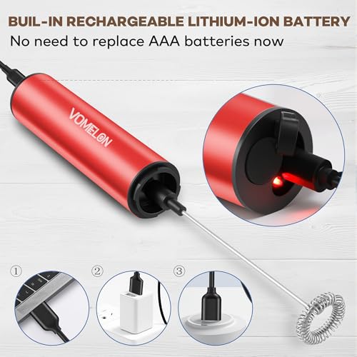 Rechargeable Milk Frother Handheld Electric Frother Wand Milk Foamer Drink Mixer for Coffee