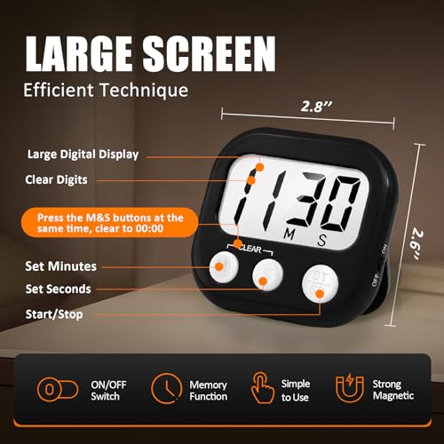 Digital Kitchen Timers for Cooking (2 Count)