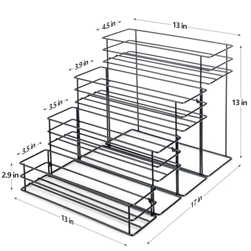 16 Bottle Capacity Coffee Syrup Organizer 4 Tier Coffee Syrup Stand Shelf for Coffee Bar Accessories for Coffee Bar Kitchen Small Wine Rack for Bar Family Storage for Syrup Wine Dressing (16 Count)