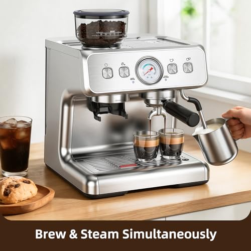 15 Bar Espresso Machine with Grinder & Milk Frother