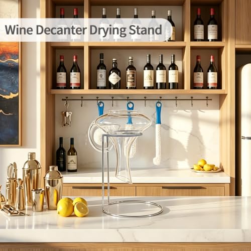 Wine Decanter Drying Stand with Rubber Coated Top to Prevent Scratches