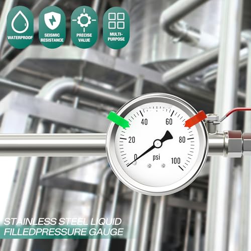 0 100PSI Stainless Steel Liquid Filled Pressure Gauge