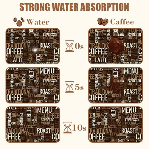 Vintage Coffee Cup Coffee Mat Absorbent Dish Drying Mat for Kitchen Counter Hide Stain Rubber Backed Drying Rack Pad Fit Under Espresso Machine Cafe Table Decoration