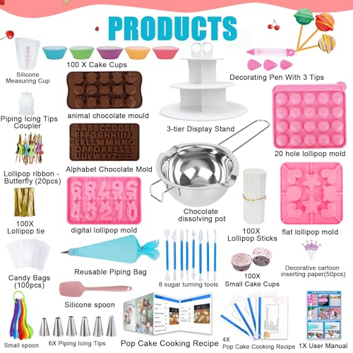 Cake Pop Maker Kit 618Pcs with 5 Silicone Mold Sets