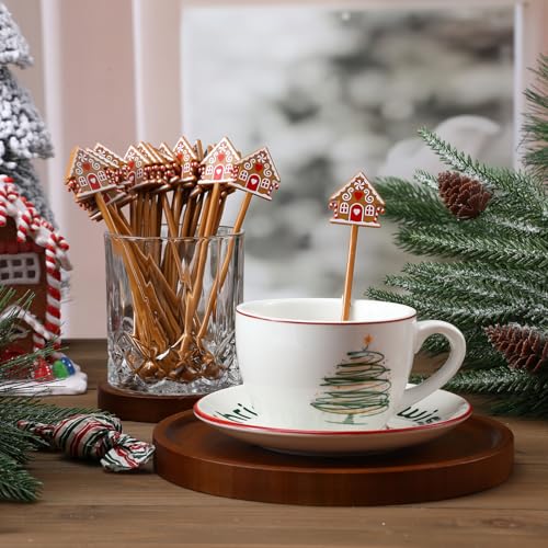 30 Pcs Christmas Drink Stirrers Gingerbread House Stir Sticks (30 Count)