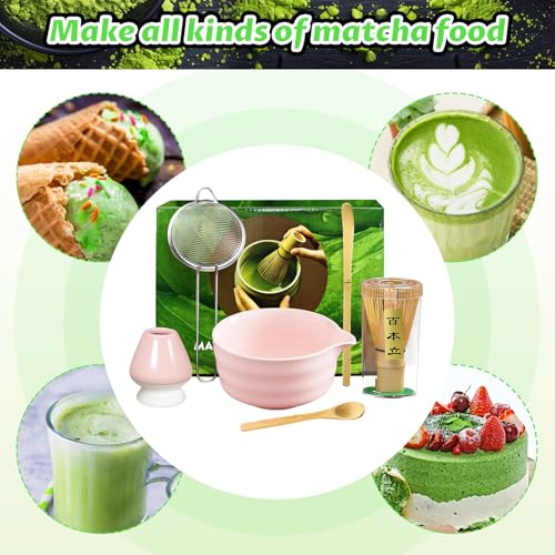 Matcha Set 6 Pcs Matcha Whisk Set with 20 oz Bowl