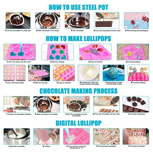 Cake Pop Maker Kit 618Pcs with 5 Silicone Mold Sets