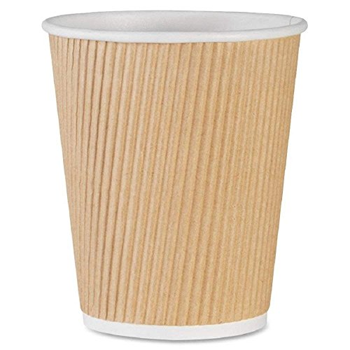 150 8 oz Ripple Kraft Paper Cups Brown Hot Cold 3 Layer Rippled Small Insulated Disposable Coffee Cups for Cappuccino Hot Cocoa or Iced Drinks (150 Count)