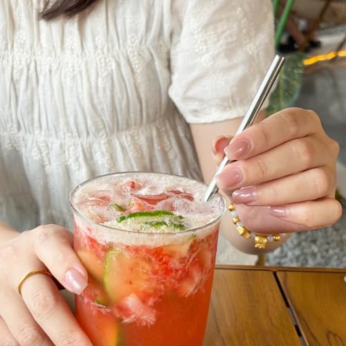 Stainless Steel Straws Metal Reusable Drinking Straw for Juice Iced Coffee Cold Beverage Water Highball Glasses 12 (8 Count)