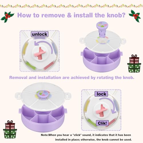 Kids Reusable Rotating Snack Container with 5 Separate Compartments