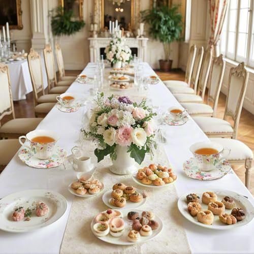Country Roses Bone China Tea Cup and Saucer Set (6 Count)