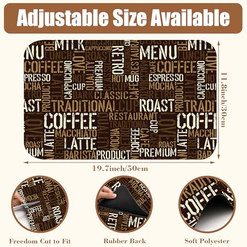 Vintage Coffee Cup Coffee Mat Absorbent Dish Drying Mat for Kitchen Counter Hide Stain Rubber Backed Drying Rack Pad Fit Under Espresso Machine Cafe Table Decoration