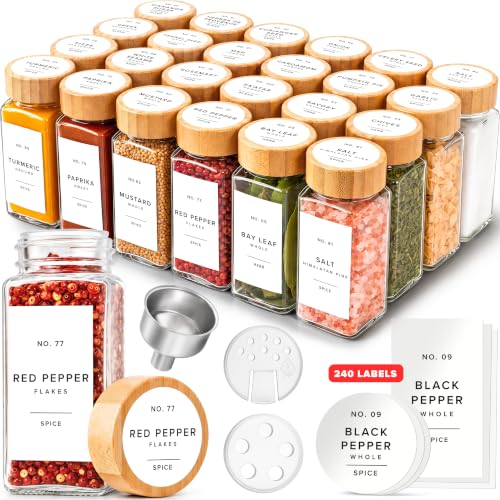 Glass Spice Jars with Label (24 Count)