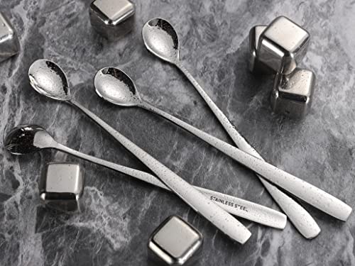 Stainless Steel Iced Tea Spoons Set of 6 Cocktail stir sticks Spoons Bar Spoon for Cold Drinks (6 Count)