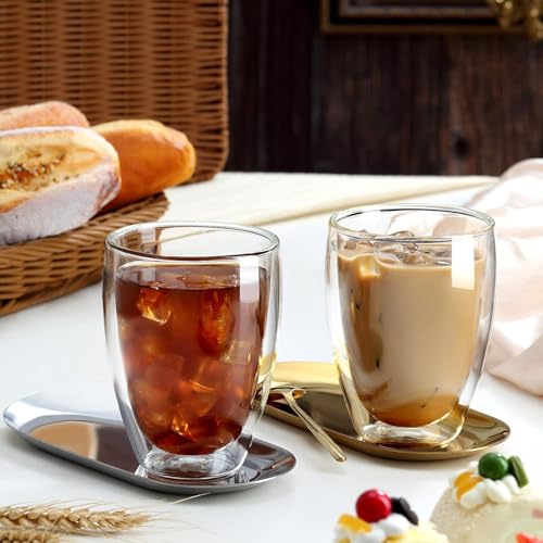 6.8OZ Double Wall Espresso Cups Set of 4 (4 Count)