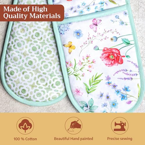 Double Oven Mitts 100% Cotton Double Oven Glove