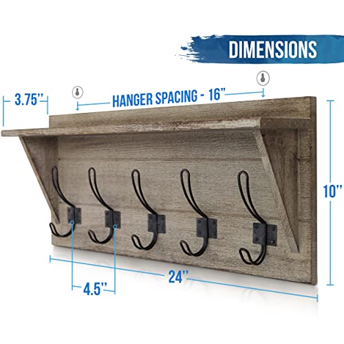 Rustic Wall Mounted Coat Rack with Shelf
