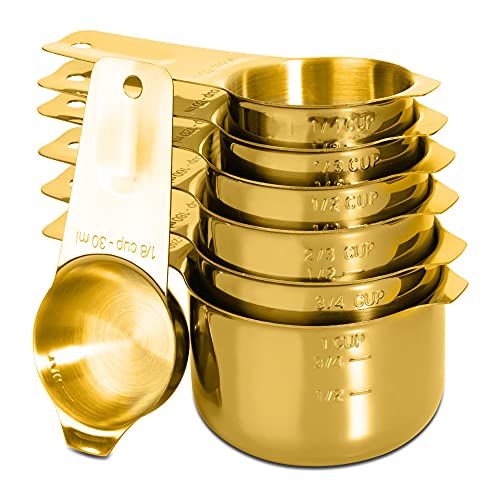 7-Piece 18/8 Stainless Steel Measuring Cups Set, Gold