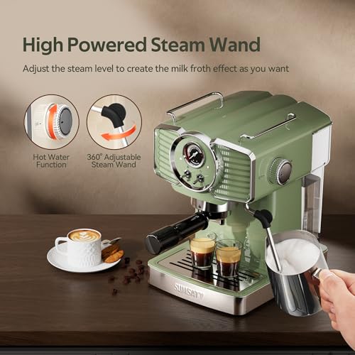 20 Bar Espresso Machine Retro with Powerful Milk Frother