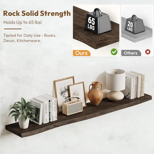 Wood Floating Shelves Live Edge 55” Set of 1