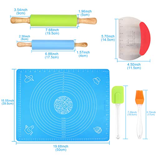 1Set Rolling Pin Pastry Mat Set Non (6 Count)