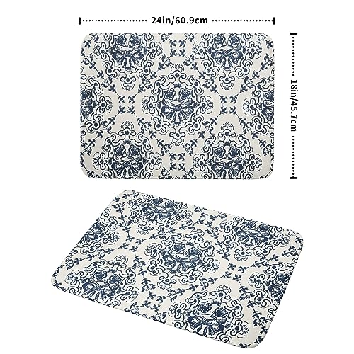 Bohemian Grey Retro Dish Drying Mat for Kitchen Counter